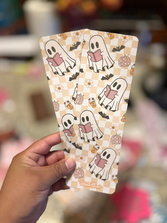 Ghost Reading Checkered Bookmark