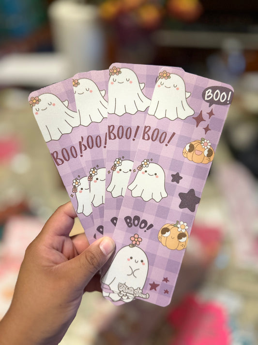 Ghost & Pumpkin Checkered Bookmark